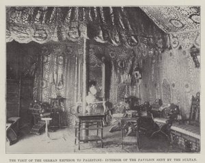 Het bezoek van de Duitse keizer aan Palestina, interieur van het paviljoen gestuurd door de sultan