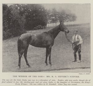 De Winnaar van de Oaks, Mr R S Sieviers Sceptre door English Photographer