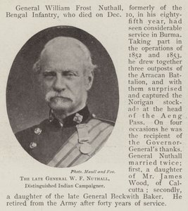 De overleden generaal W F Nuthall, onderscheiden Indiase campagnevoerder door English Photographer