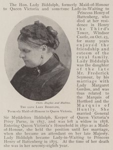 De overleden Lady Biddulph, voormalig hofdame van koningin Victoria door English Photographer
