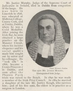 De overleden Mr Justice Murphy, Onderscheiden Ierse Rechter door English Photographer