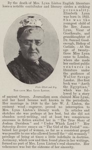 De overleden Mrs Lynn Linton
