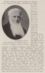 De overleden eerwaarde G F Maclear, DD, warden van St Augustines College, Canterbury door English Photographer