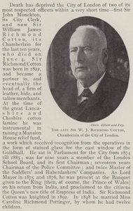 De overleden Sir W J Richmond Cotton, Kamerheer van de Stad Londen door English Photographer