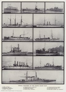 Typische oorlogsschepen van de Amerikaanse marine (z/w foto) door English Photographer