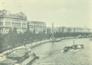 Victoria Embankment, Westminster: noordwaarts vanaf Hungerford Bridge, 1895 door English Photographer