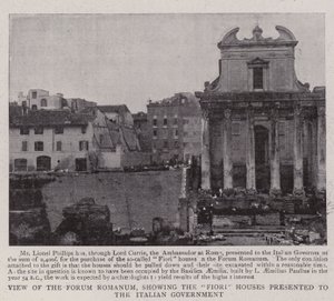 Uitzicht op het Forum Romanum, met de Fiori-huizen gepresenteerd aan de Italiaanse regering