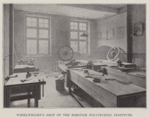 Wielmakerswerkplaats van het Borough Polytechnic Institute door English Photographer