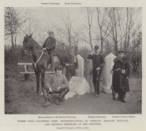 Waar vier landen samenkomen, vertegenwoordigers van Duitsland, België, Nederland en neutraal gebied aan de grens door English Photographer