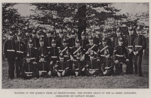 Winnaars van de Queens Prize in Shoeburyness, de vierde groep van de 1e Essex Artillery, onder bevel van kapitein Holmes door English Photographer