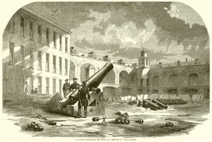 Een 10-inch Columbiad gemonteerd als een mortier bij Fort Sumter door English School