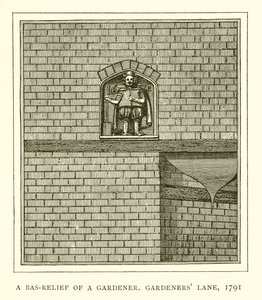 Een Bas-Relief van een Tuinier, Gardeners Lane, 1791 door English School