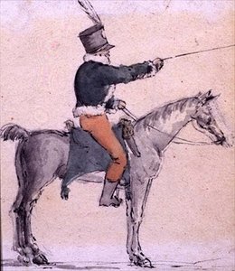 Een jonge soldaat te paard