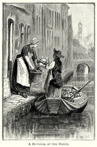 Een doorvaart bij Den Haag (gravure) door English School