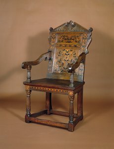 Een Charles I armstoel, midden 1600s door English School