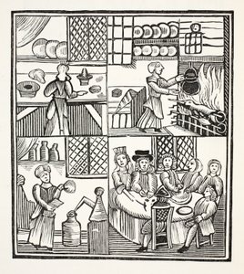 Een verzameling kookrecepten, illustratie uit Chap-books of the Eighteenth Century door John Ashton, uitgegeven 1882 door English School