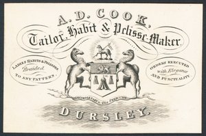 A D Cook, kleermaker, habit- en pelisse-maker door English School