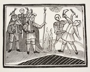 Een dialoog tussen een blinde man en de dood, illustratie uit Chap-books of the Eighteenth Century door John Ashton, uitgegeven 1882 door English School