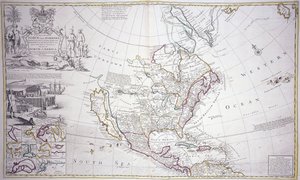 Een dubbelbladige kaart van Noord-Amerika, c.1708-20 door English School