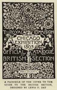 Een facsimile van de omslag van de gids naar de Britse sectie (gravure) door English School