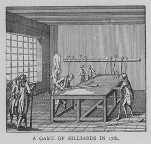 Een spel biljart in 1781 door English School