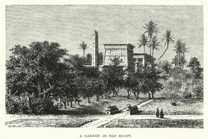 Een tuin in het oude Egypte (gravure) door English School