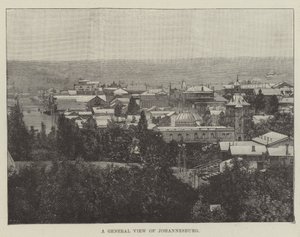 Een algemeen overzicht van Johannesburg (gravure) door English School