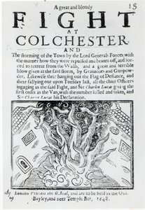Een grote en bloedige strijd bij Colchester, gedrukt in 1648 door English School