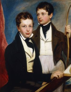 Een Groepsportret van de Musgrave Morris Jongens, een Zittend Halflang in een Donker Jasje, een Boek Vasthoudend, de Ander Staand Driekwart Lengte in een Donker Jasje, een Boog Vasthoudend, c.1830