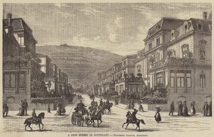 Een nieuwe straat in Stuttgart (gravure)