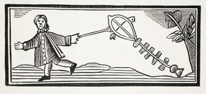 Een Papieren Vlieger die de hoge lucht in gaat, illustratie uit Chap-books van de Achttiende Eeuw door John Ashton, uitgegeven 1882