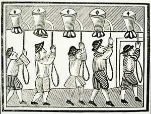 Een beiaard van kerkklokken, uit een verzameling pamfletten over esoterie, c.16e eeuw door English School