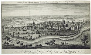 Een Perspectivisch Uitzicht op de Stad Bath, gegraveerd voor het Universele Magazine, c.1750