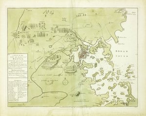 Een Plan van de Stad en Haven van Boston en de omliggende Gebieden door English School