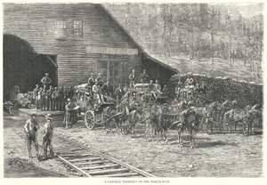 Een spoorwegterminal in het noordwesten (gravure)