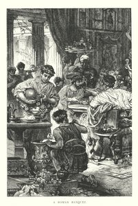Een Romeins banket (gravure) door English School