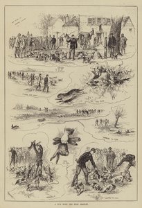 Een Run met de Eton Beagles (gravure) door English School