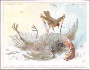 Een Victoriaanse kalender van de seizoenen met een ouder echtpaar in middeleeuws kostuum dat in de sneeuw loopt en een jong echtpaar ook in middeleeuws kostuum dat van een lentedag geniet, c.1879 (kleurenlitho)