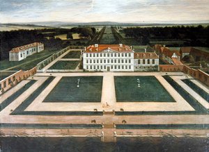 Een uitzicht op Capesthorne Hall, Cheshire, ca. 1730