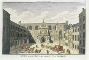 Een uitzicht op de Guild Hall van de stad Londen, uit The History of London, eind 18e eeuw