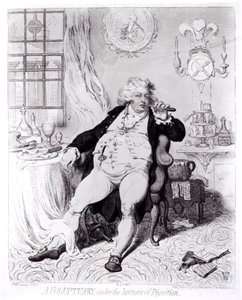 Een voluptueuze onder de verschrikkingen van de spijsvertering, gepubliceerd in 1792 door English School