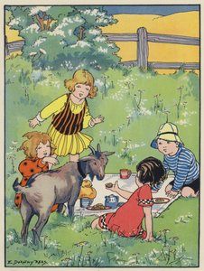 Een welkome gast (kleurenlitho)