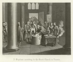 Een doopsel volgens de Griekse Kerk in Rusland