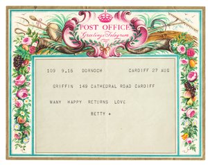 Een verjaardagsgroet telegram, ca. 1950