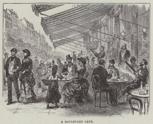 Een boulevardcafé (gravure) door English School
