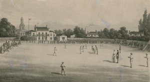 Een cricketwedstrijd door English School