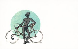 Een duivels figuur naast een fiets door English School