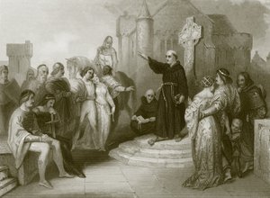 Een dominicaanse monnik die een kruistocht predikt door English School