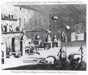 Een eerste blik op Praktische Chemie begonnen in het Universal Magazine in december 1747 door English School