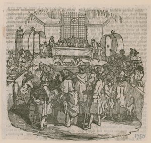 Een loterij; gedateerd 1750 door English School